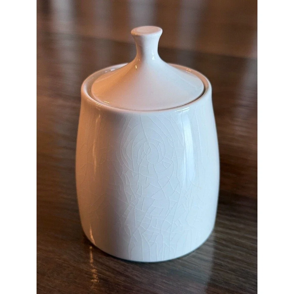 Nassau Ware Japan White Ceramic Sugar Bowl & Creamer Set Vintage